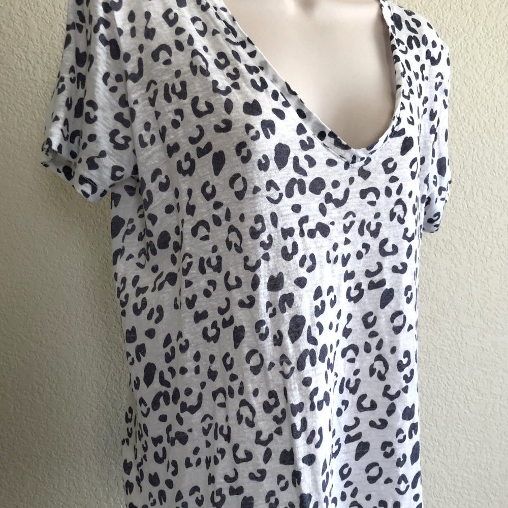 Rails Small White Leopard Print Linen Tee - image 3